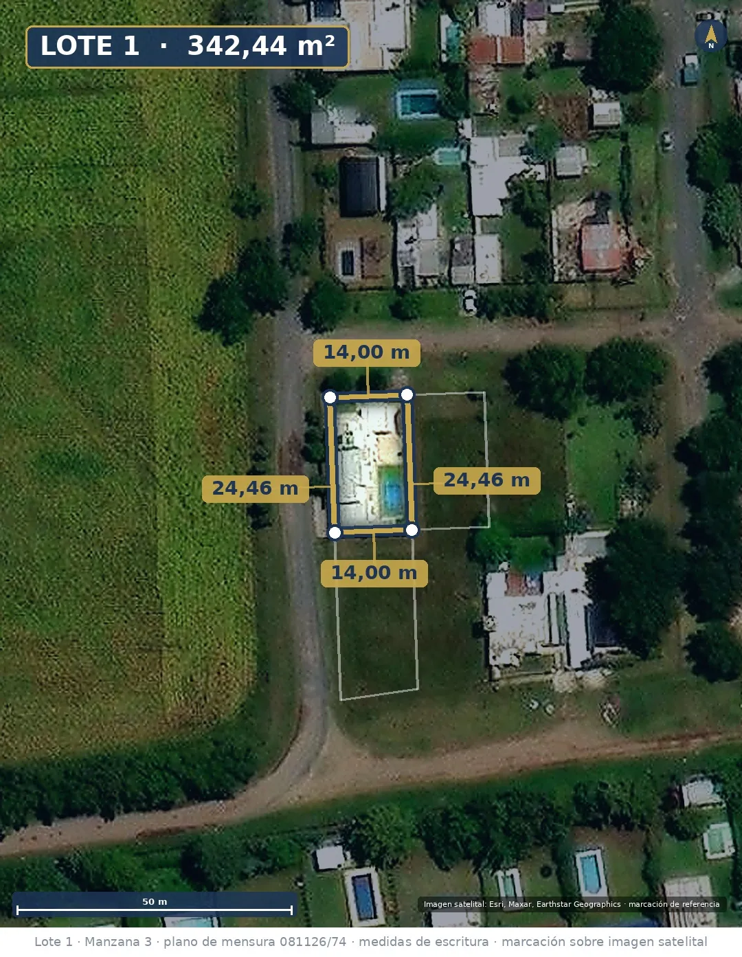 Plano de Hermosa casa en Pueblo Esther, a metros del río con PISCINA