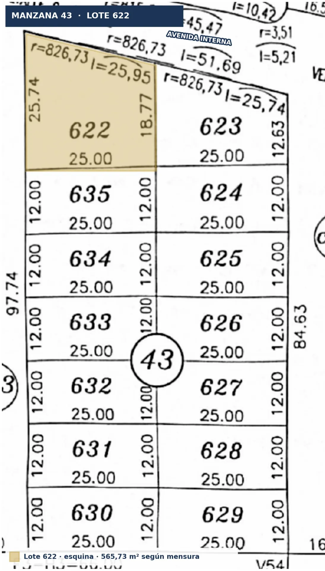 Plano de Lote sobre Avenida en Tierra de Sueños Ciudad Náutica - Arroyo Seco