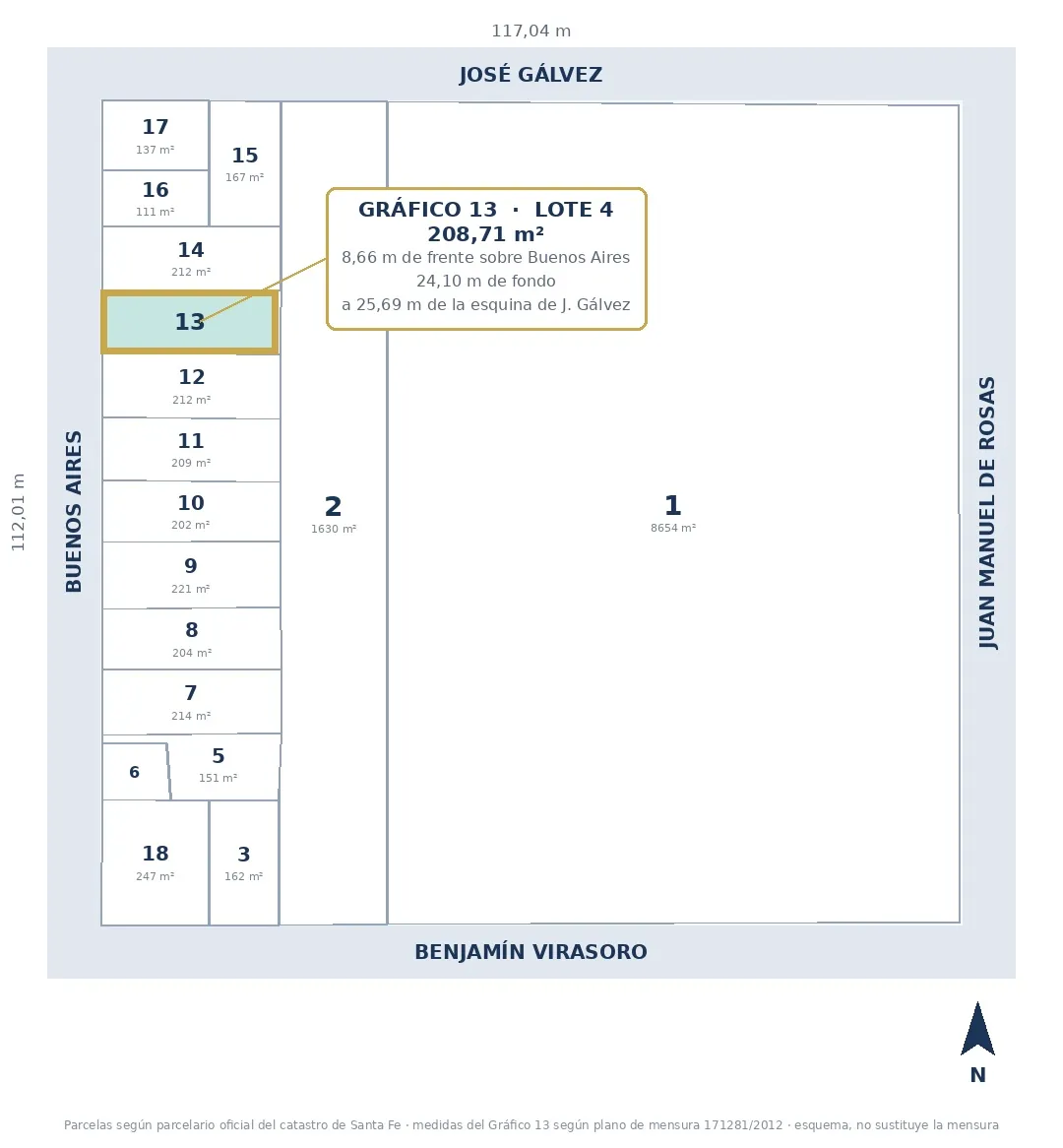 Plano de Casa 2 dormitorios con galpón — Barrio Matheu, Rosario